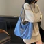 Casual Striped Canvas Bag Women's New Fashion College Style Tote Bag Korean Style Large Capacity