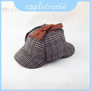 Unisex Tweed Mũ Đôi Cạnh Sherlock Holmes Cosplay Deerstalker Mũ MAD