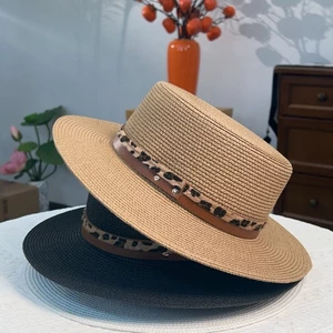 Phong Cách Mới Ống Hút Flat-top Mũ Rơm Bên Biển Mũ Đi Biển Mũ Chống Nắng Du Lịch Flat-top Kỳ Nghỉ Mũ Chống Nắng
