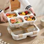 Hộp cơm trưa cầm tay bằng rơm lúa mì có ba ngăn dành cho trường học hoặc bữa ăn chuẩn bị văn phòng