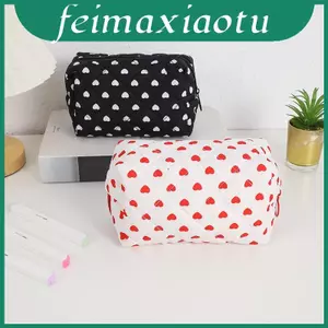 Hộp đựng mỹ phẩm hình trái tim có bông mềm để lưu trữ du lịch và trang điểm