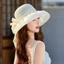 Mũ chống nắng mềm mại dành cho nữ có ruy băng bướm và hoa văn Polyester Phụ kiện mùa hè
