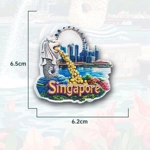 Nhãn dán từ tính đuôi cá sư tử Singapore Đồ lưu niệm dễ thương