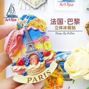 Pháp Tháp Eiffel Macaron Món tráng miệng Nhãn dán từ tính Tủ lạnh Nhãn dán hàng hóa từ tính