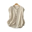 Áo len cổ lọ bằng cotton và vải lanh mùa hè thời trang mới áo vest không tay đa năng áo thun