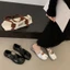 Giày Mary Jane mũi nhọn đế phẳng đa năng phong cách ballet cho nữ mùa hè Giày da nhỏ có váy p