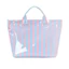 Tote cầm tay bằng nhựa Pvc cỡ lớn sọc có túi mở để đi chơi kỳ nghỉ thông thường và