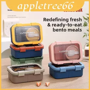 Hộp nhựa Bento hợp thời trang với nhiều ngăn và hộp đựng súp cho bữa trưa hàng ngày