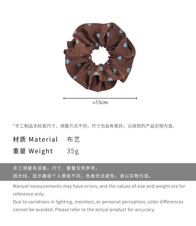Khăn Scrunchy Tóc Chấm Bi Vuông Màu Xanh Cà Phê, Phong Cách Retro