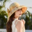 Mũ chống nắng mềm mại dành cho nữ có ruy băng bướm và hoa văn Polyester Phụ kiện mùa hè