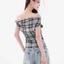 Hot Girl Một Vai Kẻ Sọc Áo Vest Nữ Mùa Hè Chữ Cái Niche Thiết Kế Slim Top Quần Áo Nữ Đơn Giản