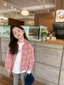 Áo sơ mi kẻ sọc hồng sành điệu trẻ em xuân thu bé gái phong cách mới Áo sơ mi dài tay phong c