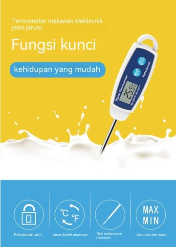 Thực Phẩm Nhà Bếp Nhiệt Kế Chống Thấm Nước Điện Tử Hiển Thị Kỹ Thuật Số Nhiệt Kế Chính Xác Cao Thịt Nướng Sữa Nhiệt Kế Cà Phê