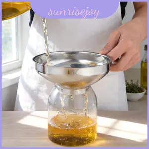 Phễu dầu hiện đại bằng thép không gỉ có tay cầm cố định và thực phẩm hoàn thiện gương để chuẩn bị