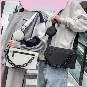 Túi đeo vai nam tối giản có nội thất bằng vải Polyester và màu trơn để đi chơi thông thường