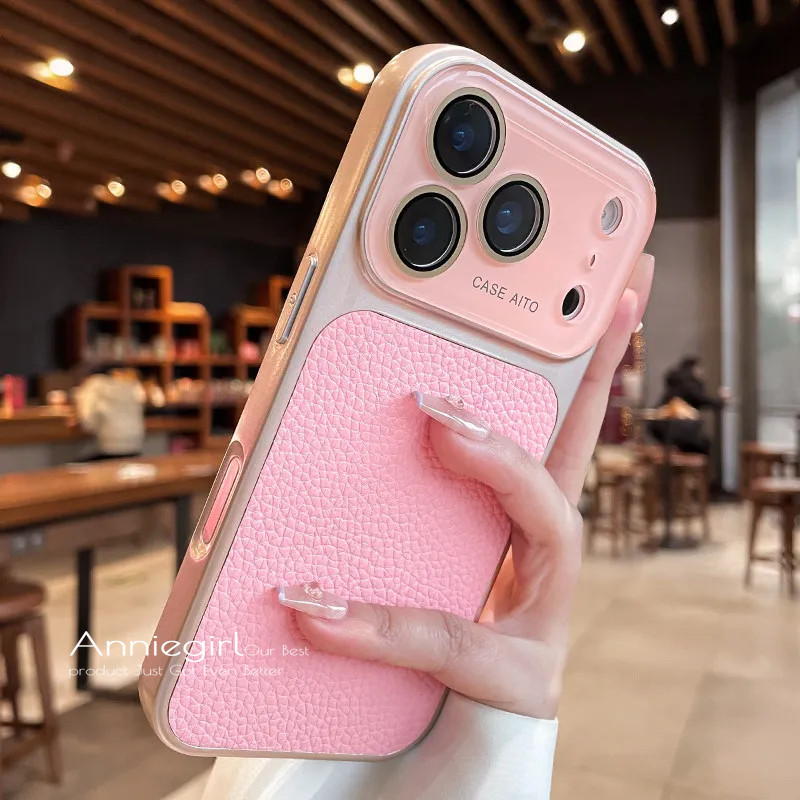 Ốp Da PU Chặn Màu Cửa Sổ Lớn Sáng Tạo Cho iPhone 18 Pro Max 12 11 13 17 Pro Max 16 Pro 15 14 Pro Max Vỏ Bảo Vệ Ống Kính Kính – ảnh mô tả chi tiết 5