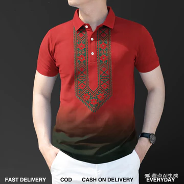 Nam Barong Áo Polo Nam Quần Áo Phong Cách Dân Tộc Áo Polo Vintage Áo Quần Áo ASEAN Áo Sơ Mi Polo Dân Tộc Oversize Họa Tiết Retro Ngoài Trời Dạo Phố 02