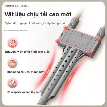 Nạng nách dành thanh thiếu niên bị gãy xương, khuyết tật, cho người già, nạng đôi chống trượt, dụng cụ hỗ trợ đi lại