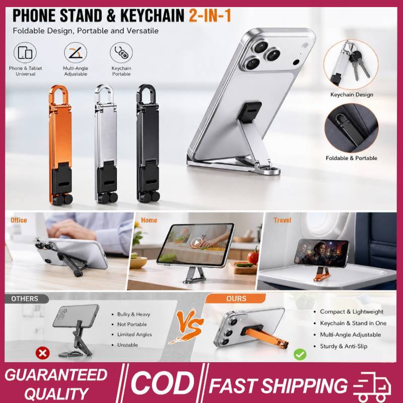 (🔥Sản phẩm mới🔥 ﻿) 3 Chiếc Mini Có Thể Gập Lại Giá Đỡ Điện Thoại Đa Năng Chống Trơn Trượt Đi Trên Chuyến Đi Móc Khóa Có Thể Điều Chỉnh Giá Đỡ Điện Thoại