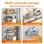 Dụng cụ sắp xếp tường phòng tắm hiện đại với nhiều lớp và giỏ lưới thép để bồn rửa và vòi hoa sen