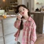 Áo sơ mi kẻ sọc hồng sành điệu trẻ em xuân thu bé gái phong cách mới Áo sơ mi dài tay phong c