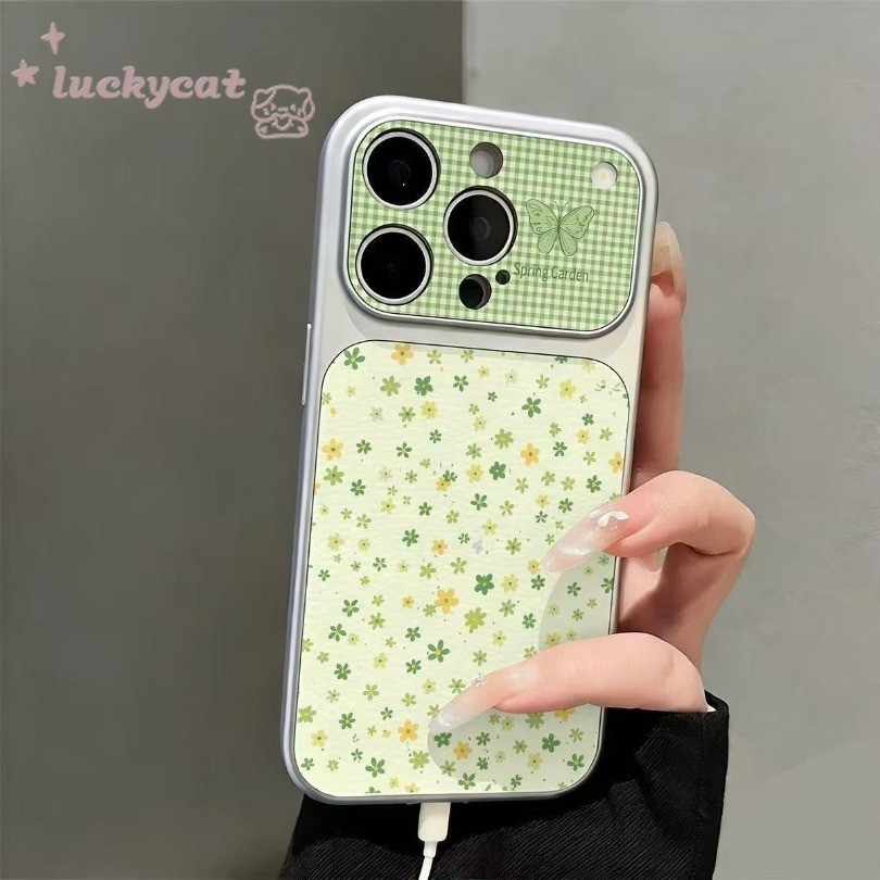 Ốp Điện Thoại Hoa Xanh Toàn Màn Hình Hoạt Hình Cho iPhone 17 16 15 14 ...