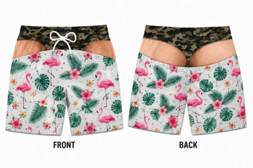 Ngộ nghĩnh Nam Bơi Quần Short Peekaboo Mông Flamingo Họa Tiết In Hình Quần Short Đi Biển Thời Trang Mùa Hè Quần Short In Hình Quần Lót Giả Quần Short Đi Biển Đảng Quần Short Ngộ nghĩnh