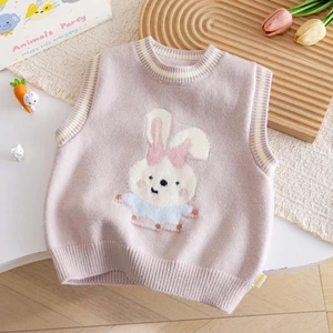 Mùa Xuân Và Mùa Thu Mới Cho Bé Áo Vest Không Tay Trẻ Sơ Sinh Dệt Kim Áo Vest Trẻ Em Bé Gái Bê