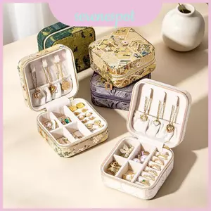 Hộp đựng đồ trang sức di động có kết thúc bằng da để lưu trữ bông tai nhẫn và vòng cổ