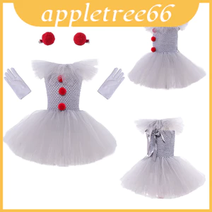 Trang phục chú hề trẻ em tuyệt vời với bộ váy công chúa quyến rũ cho dịp Halloween và lễ hội