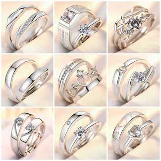 Nhẫn Cặp Đôi Nam Nữ Nhẫn Cặp Đôi Đơn Giản Thời Trang Tính Khí Phiên Bản Hàn Quốc Vương Miện Kim Cương Mở Nhẫn Cặp Đôi Cầu Hôn Nhẫn Kim Cương