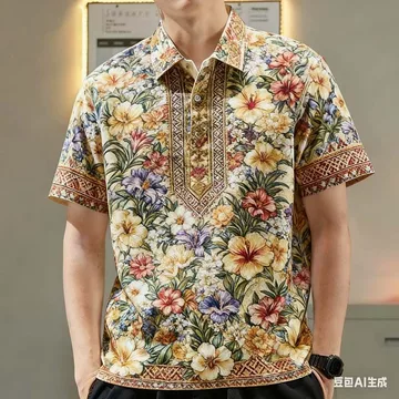 Nam Barong Áo Polo Nam Quần Áo Phong Cách Dân Tộc Áo Sơ Mi Polo Quần Áo ASEAN Áo Thường Ngày Áo Polo Dân Tộc Oversize Họa Tiết Retro Ngoài Trời Mặc Đường Phố 06a