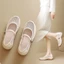 Giày nữ đế mềm đế nêm mùa hè, giày nữ mũi tròn lưới thoáng khí một nút bằng da mềm