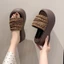 Dép đế dày nữ, dép hở mũi rưỡi, phong cách mùa hè, dép đế bệt, sandal đế bệt