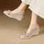 Da Thật Handmade Cổ Tích Giày Sandal Thời Trang Nêm Thời Trang Mùa Xuân Ấm Áp Cao Gót Miệng C