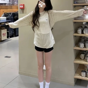 Áo len chống nắng mỏng dài tay phong cách Hàn Quốc dành cho nữ với áo sơ mi dáng rộng