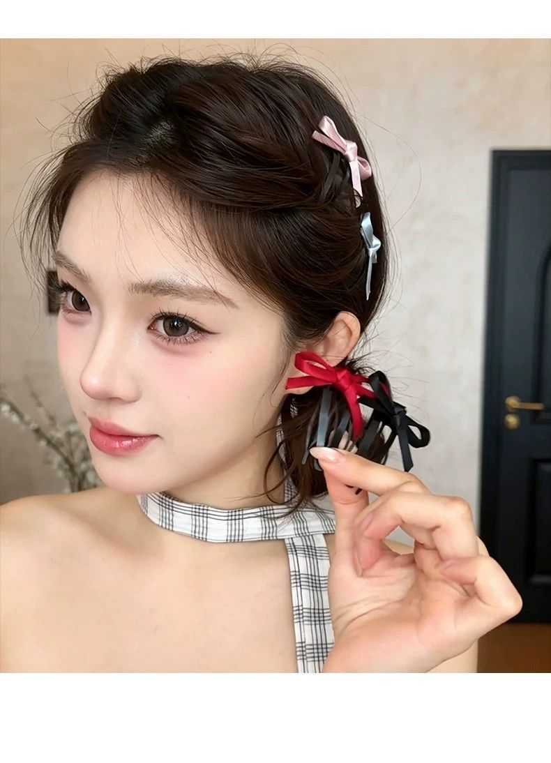 4 Hàn Quốc Nơ Vô Hình Liền Mạch Cắm Lược Kẹp Tóc Nữ Công Chúa Đầu Bên Phụ Kiện Tóc