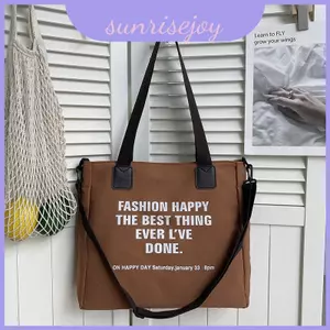 Túi Tote dung tích lớn Canvas sang trọng có thêu chữ và túi bên trong Sử dụng hàng ngày để