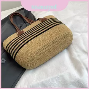 Túi Tote dệt cỏ hợp thời trang có túi bên trong cho công sở ngày du lịch đi biển và