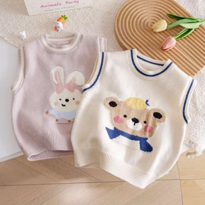 Bé Dệt Kim Áo Vest Mùa Thu Dạ Nỉ Áo Vest Bé Trai Và Bé Gái Áo Len Siêu Dễ Thương Cho Bé Xuân