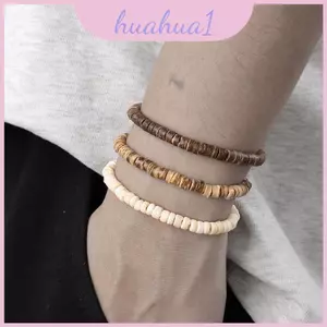 Vòng tay đính cườm bằng gỗ nhiều lớp phong cách có vỏ dừa cho phụ kiện cặp đôi thông thường