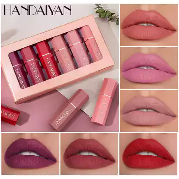 Bộ Son Môi Lục Giác 6 Màu Matte Son Môi Lâu Dài Chống Thấm Nước Chống Dính Cốc Son Môi Bộ Hộp
