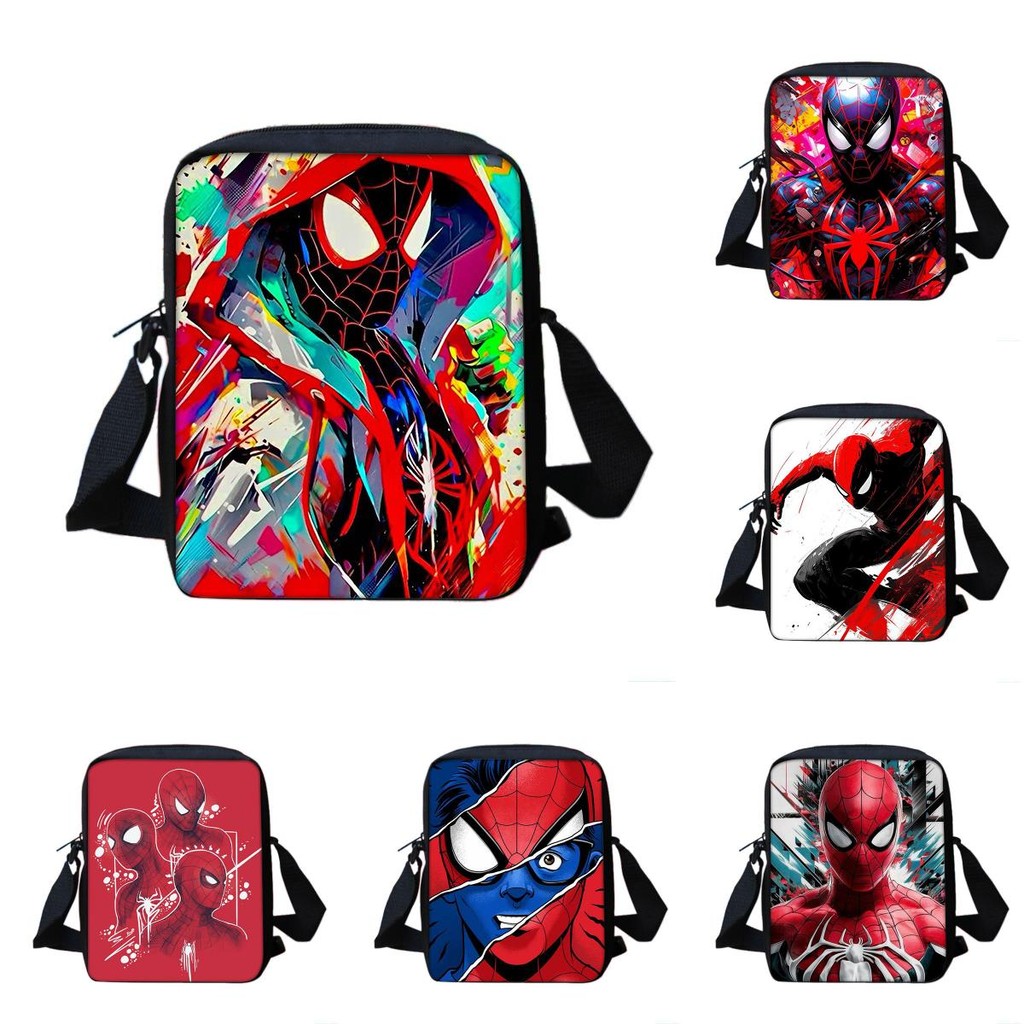 Túi đeo chéo trẻ em Man Spider có thiết kế in hình cho trường tiểu học dành cho lứa tuổi