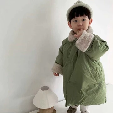 Quần áo trẻ em Hàn Quốc, áo khoác cotton dày trẻ em, áo khoác nhung giữ ấm bé gái, áo khoác c