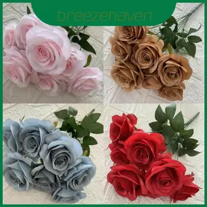 Sắp xếp lụa thủ công hoa hồng với bảy thân để trang trí trung tâm đám cưới và trang trí nhà cửa