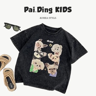Bé trai hoạt hình cát batik giặt cũ áo thun ngắn tay mùa hè mới đẹp trai trẻ em chất liệu cotton ch