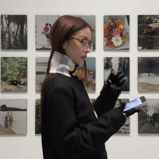 Kính cùng phong cách retro da báo, nửa khung lông mày, chống ánh sáng xanh mặt trơn