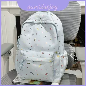 Ba lô du lịch Nylon dễ thương có dây đeo vai hình vòng cung và in hoa để sử dụng hàng ngày