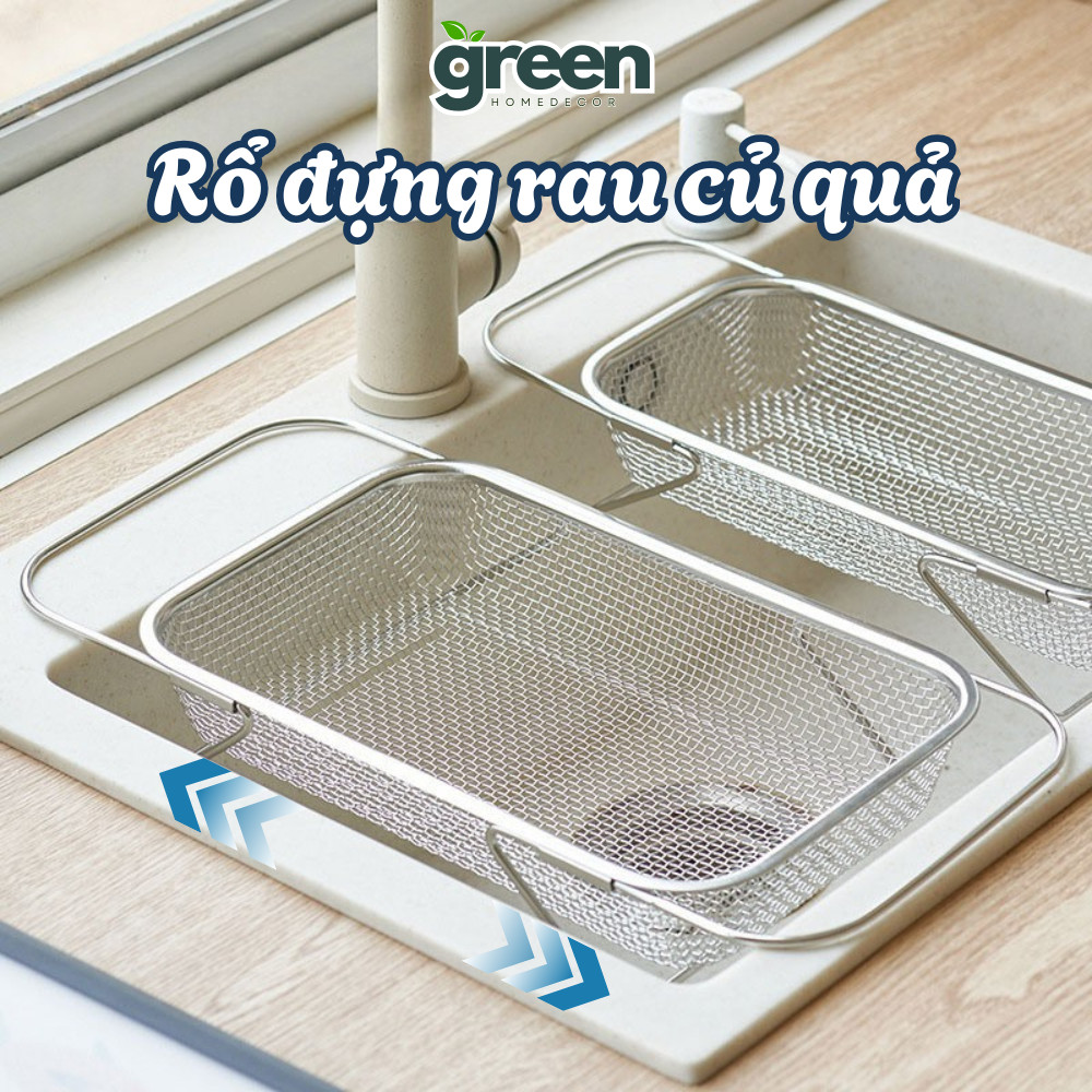 Rổ Lưới Inox 304 Kéo Giãn Bồn Rửa Chén - Rổ Rửa Rau Củ Quả, Giá Úp Chén ...