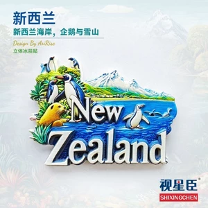 Nhãn dán từ tính hình chim cánh cụt bề mặt hồ tuyết New Zealand